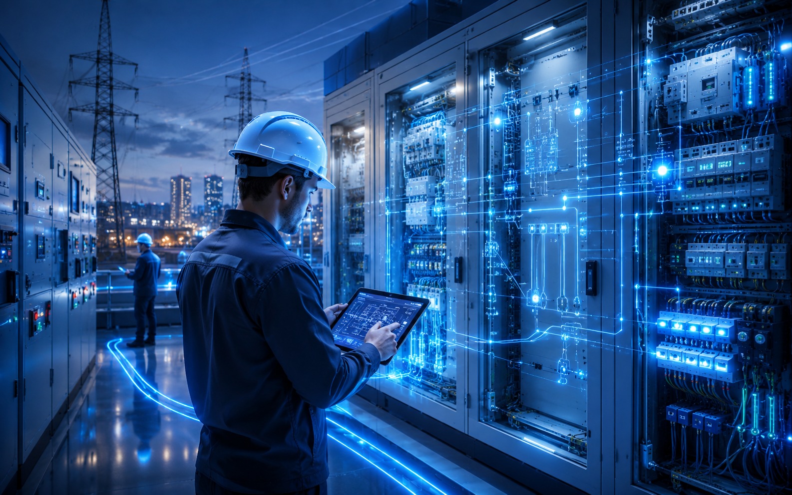 Equipe em projetos elétricos
